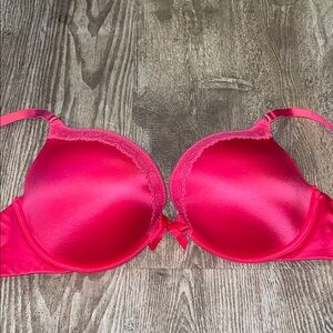Women's Pink Lace Trim Bra